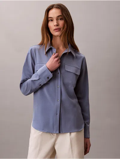 Calvin Klein Women's Utility Classic Button-down Shirt In Blue