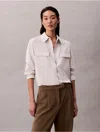 Calvin Klein Women's Utility Classic Button-down Shirt In Gray