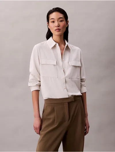 Calvin Klein Women's Utility Classic Button-down Shirt In Gray