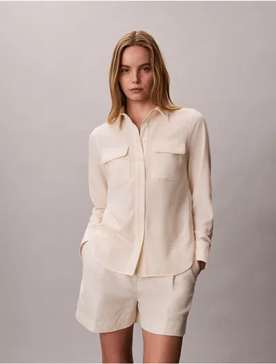 Calvin Klein Women's Utility Classic Button-down Shirt In White