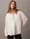 Calvin Klein Women's Utility Roll Sleeve Tunic In Chalk
