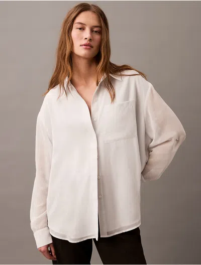 Calvin Klein Women's Utility Roll Sleeve Tunic In Chalk