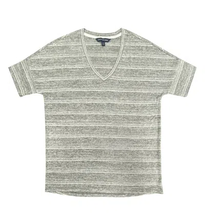 Calvin Klein Women's V Neck Knit Top In Light Gray Marl
