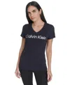 Calvin Klein Women's V-neck Logo Short-sleeve T-shirt In Multi