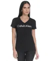 Calvin Klein Women's V-neck Logo Short-sleeve T-shirt In Multi