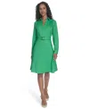 Calvin Klein Women's V-neck Long-sleeve A-line Dress In Green