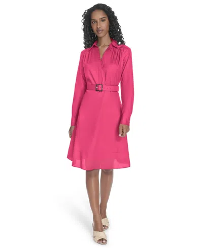 Calvin Klein Women's V-neck Long-sleeve A-line Dress