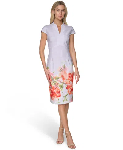 Calvin Klein Women's V Neck Midi Dress In White