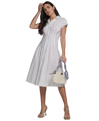 Calvin Klein Women's V Neck Midi Dress In White