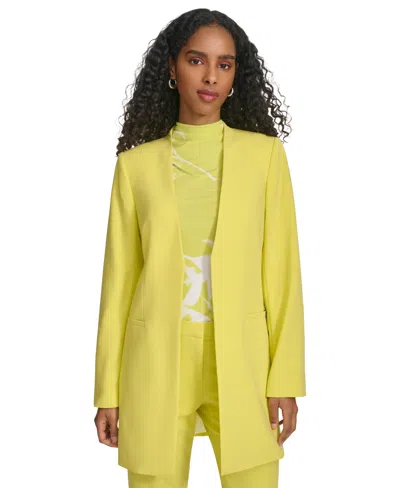 Calvin Klein Women's V-neck Open-front Topper Jacket In Pear