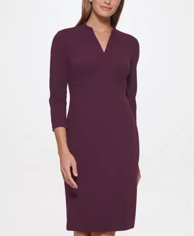 Calvin Klein Women's V-neck Sheath Dress In Purple