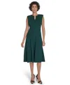 Calvin Klein Sleeveless A-line Midi Dress In Green