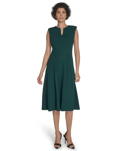 CALVIN KLEIN WOMEN'S V-NECK SLEEVELESS MIDI DRESS