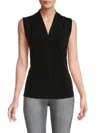 Calvin Klein Gathered V-neck Sleeveless Top In Black