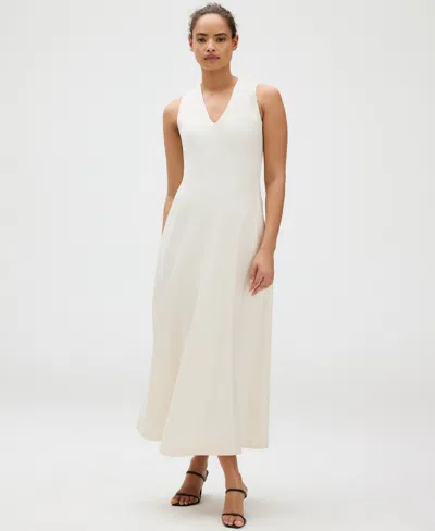 Calvin Klein Women's V-neck Sleveless Maxi Dress In Antique White