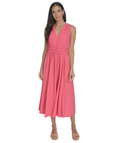 Calvin Klein Women's V-neck Twist-front Midi Dress