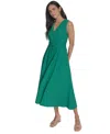 Calvin Klein Women's V-neck Twist-front Midi Dress In Meadow