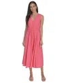 Calvin Klein Sleeveless Knotted Waist Gauze Midi Dress In Rosebud