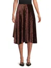 Calvin Klein Women's Velvet Midi Flared Skirt In Coffee Bean