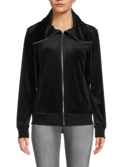 Calvin Klein Women's Velvet Rhinestone Jacket In Black