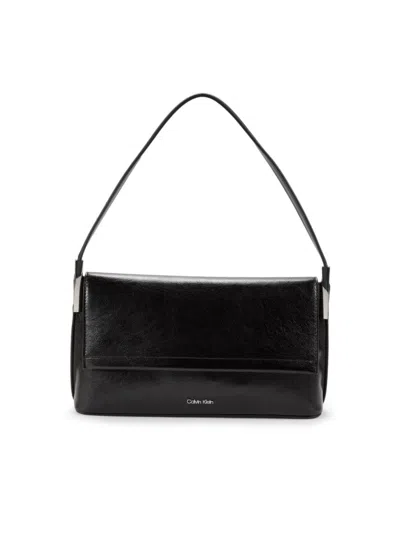 Calvin Klein Women's Verne Logo Shoulder Bag In Black Silver