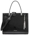 Calvin Klein Women's Verne Signature Embossed Convertible Satchel With Charm In Black