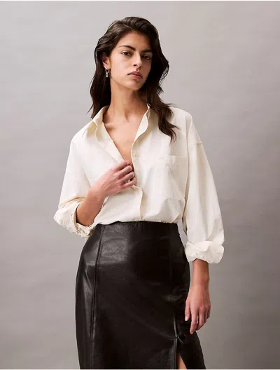 Calvin Klein Women's Viscose Blend Relaxed Button-down Shirt