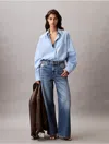 Calvin Klein Women's Viscose Blend Relaxed Button-down Shirt In Baby's Breath