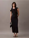 Calvin Klein Women's Viscose Ribbed Maxi Dress In Carbon