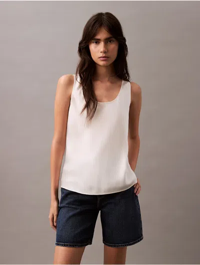 Calvin Klein Women's Viscose Satin Tank Top In Vanilla Ice