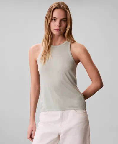 Calvin Klein Women's Viscose Sleeveless Crewneck Tank Top In Green