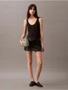 Calvin Klein Black Ribbed Tank Top In Black Archroma