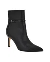 Calvin Klein Vivera Womens Buckle Faux Leather Booties In Black Snake