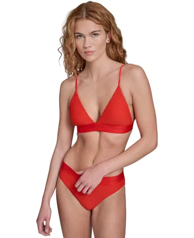 Calvin Klein Women's V-neck Bikini Top And Bottoms, 2-piece Set In Red