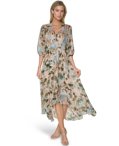 Calvin Klein Women's V-neck High-low Dress In Multi