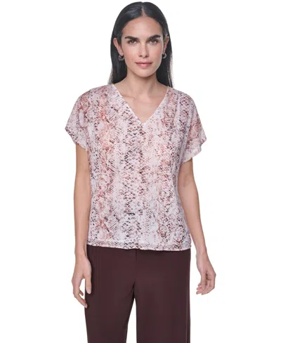 Calvin Klein Women's V-neck Short-sleeve Blouse In Multi
