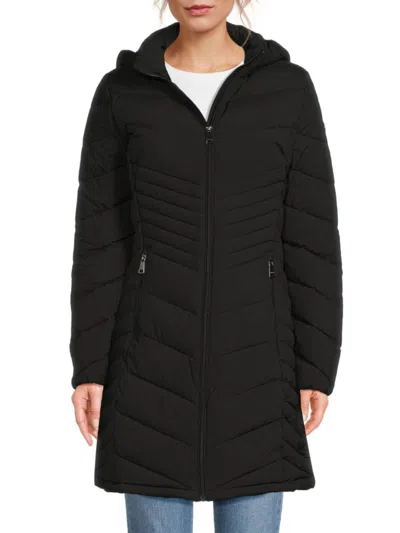 Calvin Klein Women's Walker Hooded Quilted Jacket In Black