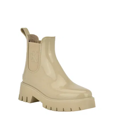 Calvin Klein Women's Wende Almond Toe Cold Weather Casual Booties In Taupe