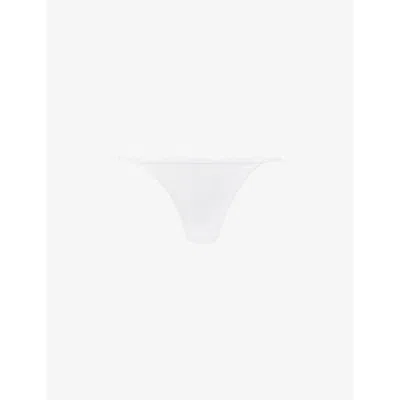 Calvin Klein Womens White V-string Stretch-cotton Thong