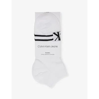 Calvin Klein Mesh-panel Low-cut Pack Of Two Stretch-woven Socks In ...