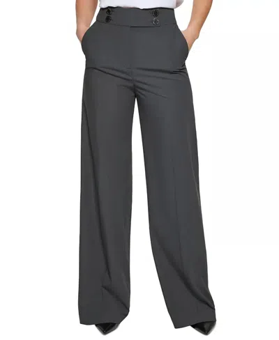Calvin Klein Women's Whitney Button Front Wide Leg Pants In Tin