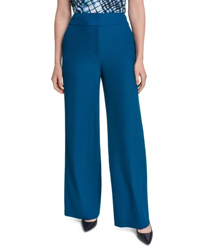 Calvin Klein Women's Whitney High-rise Wide-leg Pants In Blue