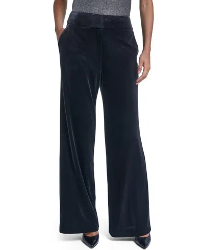 Calvin Klein Women's Whitney Velvet Wide-leg Pants In Black