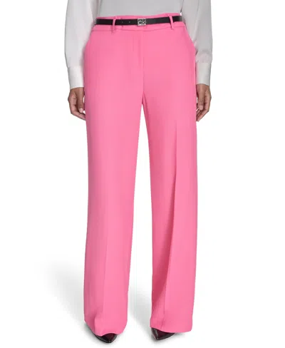 Calvin Klein Women's Wide-leg Belted Pants In Peony
