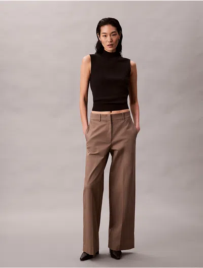 Calvin Klein Women's Wide Leg Chino Pants In Brown