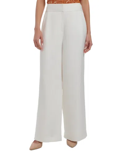 Calvin Klein Women's Wide-leg Linen-blend Pants In Cream