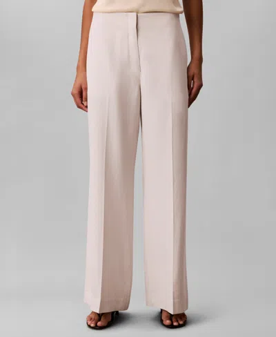 Calvin Klein Women's Wide-leg Straight-fit Dress Pants In White