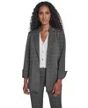 Calvin Klein Women's Windowpane Open Front Jacket In Gray