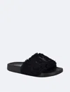 Calvin Klein Women's Amaya Fuzzy Slide Sandals In Black