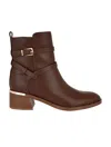 Calvin Klein Women's Jasen Buckle Strap Block Heel Booties In Brown